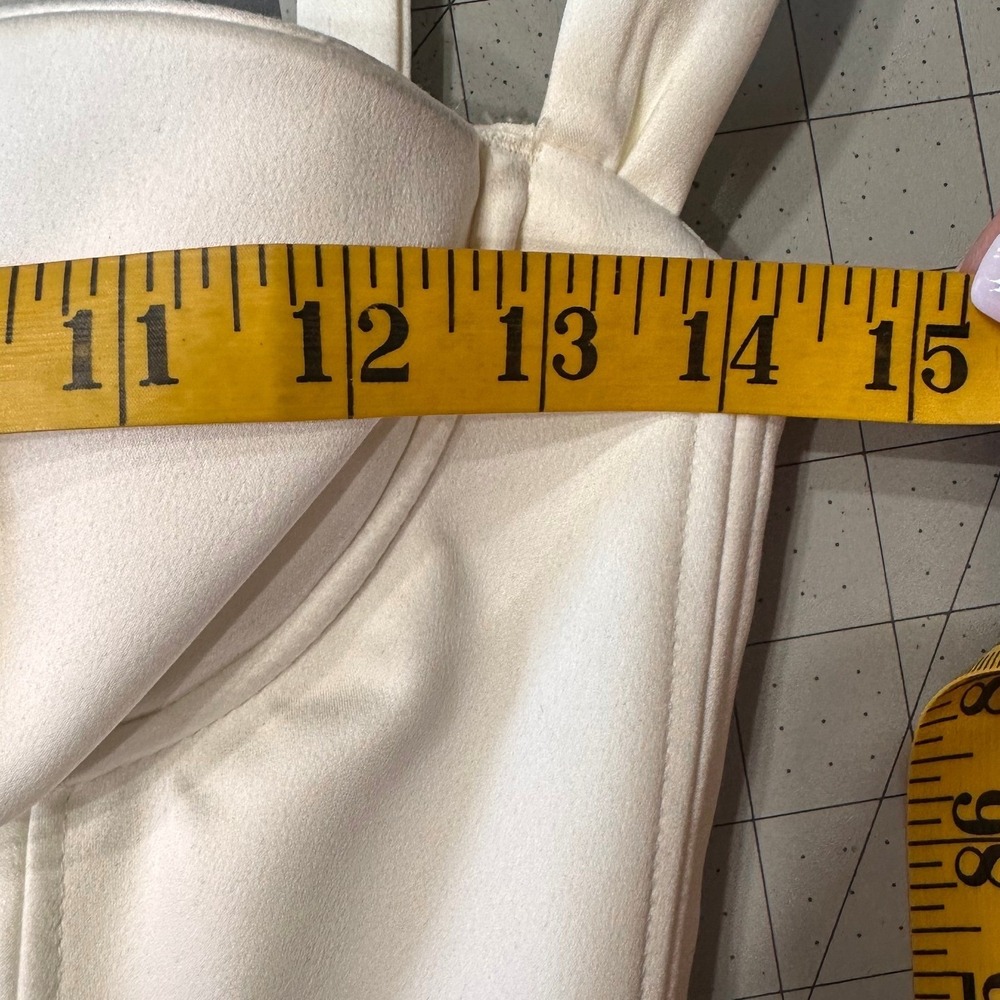 House of CB Omaria Corset Mini Dress SZXS Ivory Draped Satin Slit Back Cutout - Picture 11 of 13